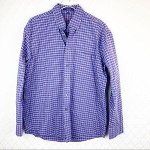 Alan Flusser Purple Plaid Gingham Button Down Large